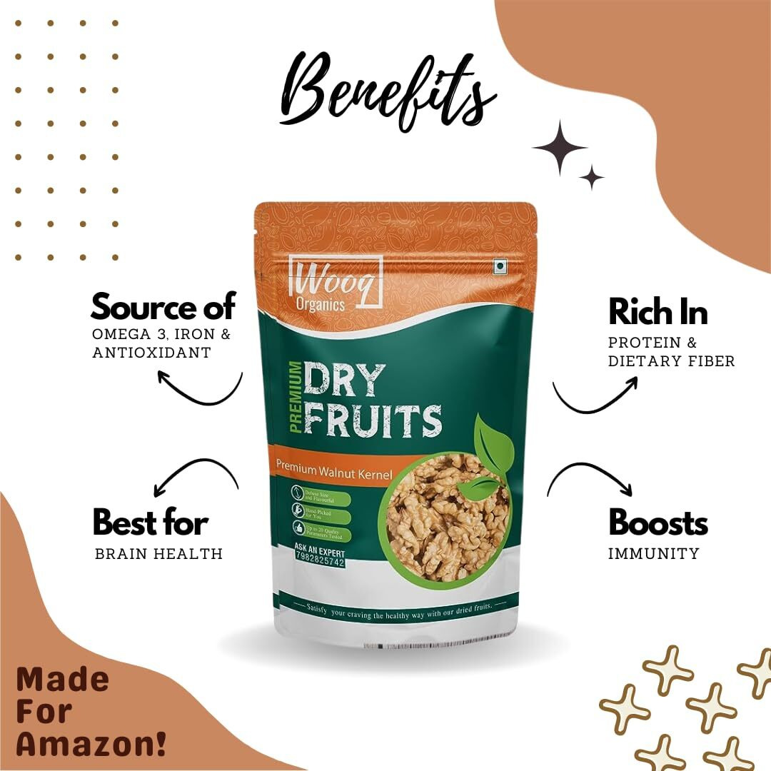 Wooq Organics Premium Kashmiri Walnut Without Shell 400g, Akhrot Giri, Walnut Kernel