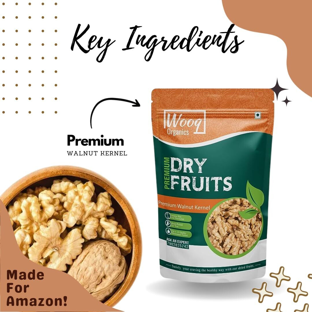 Wooq Organics Premium Kashmiri Walnut Without Shell 400g, Akhrot Giri, Walnut Kernel