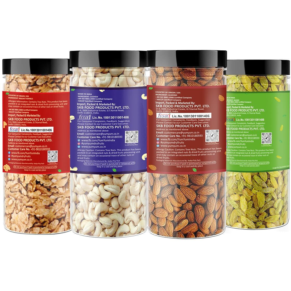 Raghbat Dry fruits 1kg combo pack of Almonds, Cashew, Raisins & Walnut Kernels 250g Each Almonds, Cashews, Raisins, Walnuts