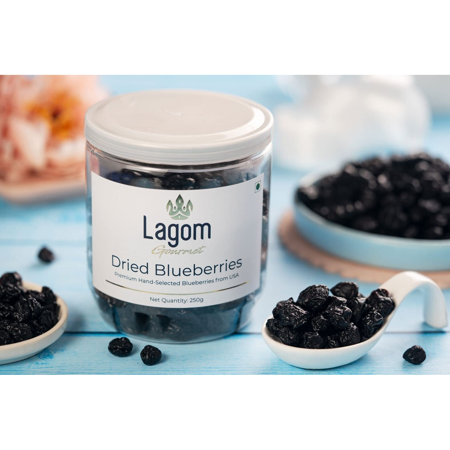 Lagom Gourmet Dried Blueberry 250g | Gluten Free | Vegan | Plant Based | Non GMO | Blueberry Dry Fruit
