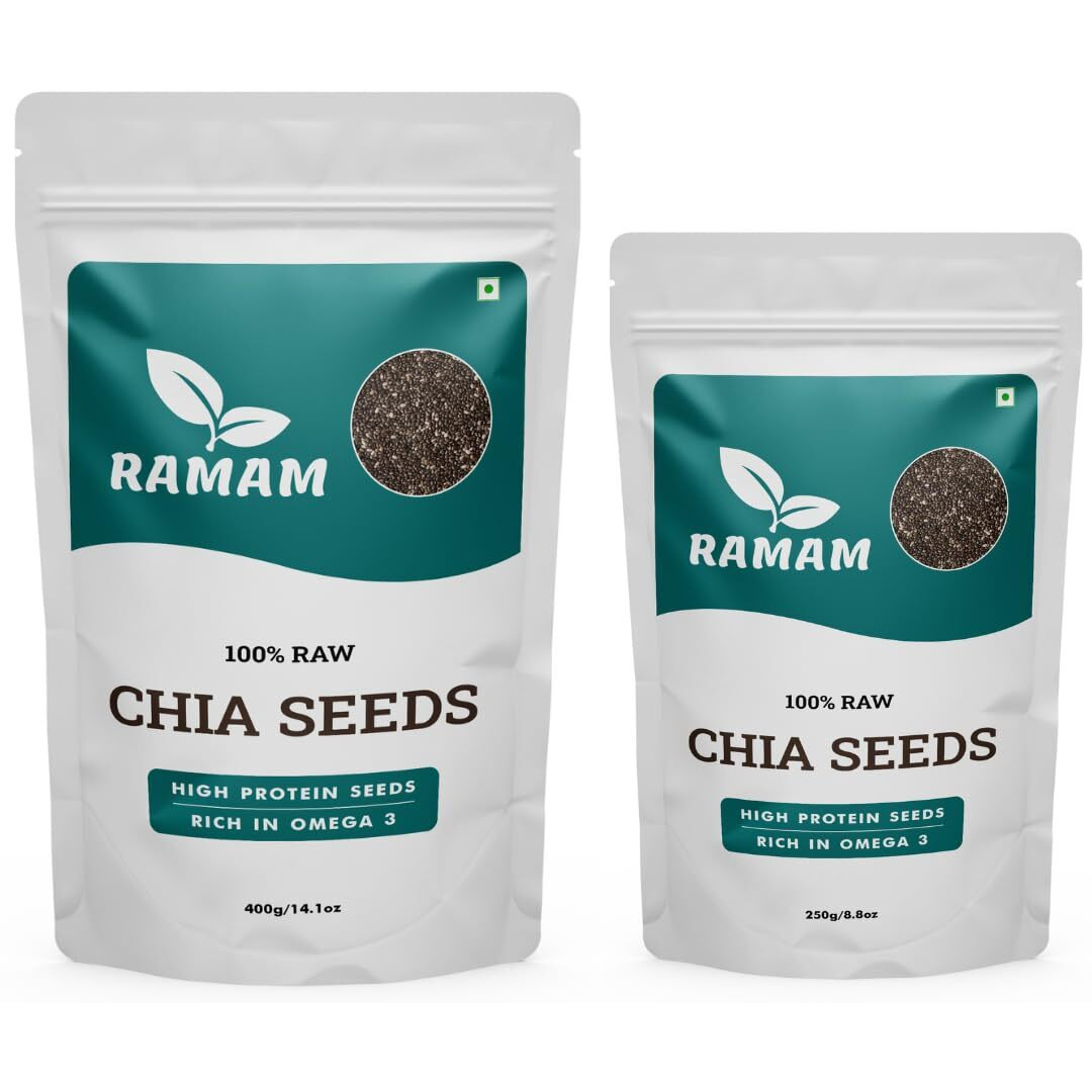 Ramam Chia seeds 650gm For Weight Management | Natural Chia Seeds for Eating - Rich in Omega 3| High Protein seeds | Gluten Free |Helps in Manage Cholesterol level & Blood Pressure - 650g
