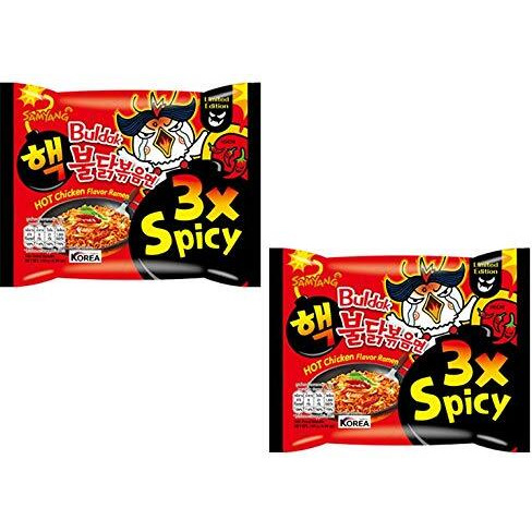 Sam Yang 3X Spicy Hot Chicken Flavour Instant Korean Noodles - 140 grams*2Pack (Pack of 2) (Imported)