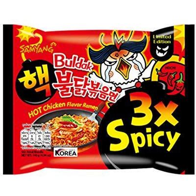 Sam Yang 3X Spicy Hot Chicken Flavour Instant Korean Noodles - 140 grams*2Pack (Pack of 2) (Imported)