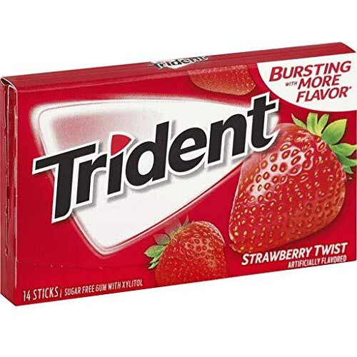 Trident Pack of 5 (Spearmint Watermelon Strawberry Original Bubblegum)