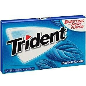Trident Pack of 5 (Spearmint Watermelon Strawberry Original Bubblegum)