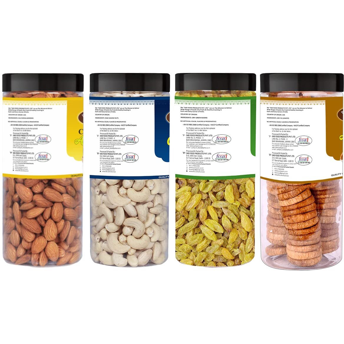 YUM YUM Premium Dry Fruits Combo Pack of 4 | California Almonds 250g, Cashew 250g,Raisins 250g,Anjeer Figs 250g| Total 1Kg | Healthy Dry Fruits Snacks |kaju, Badam, Raisins, Anjeer Combo