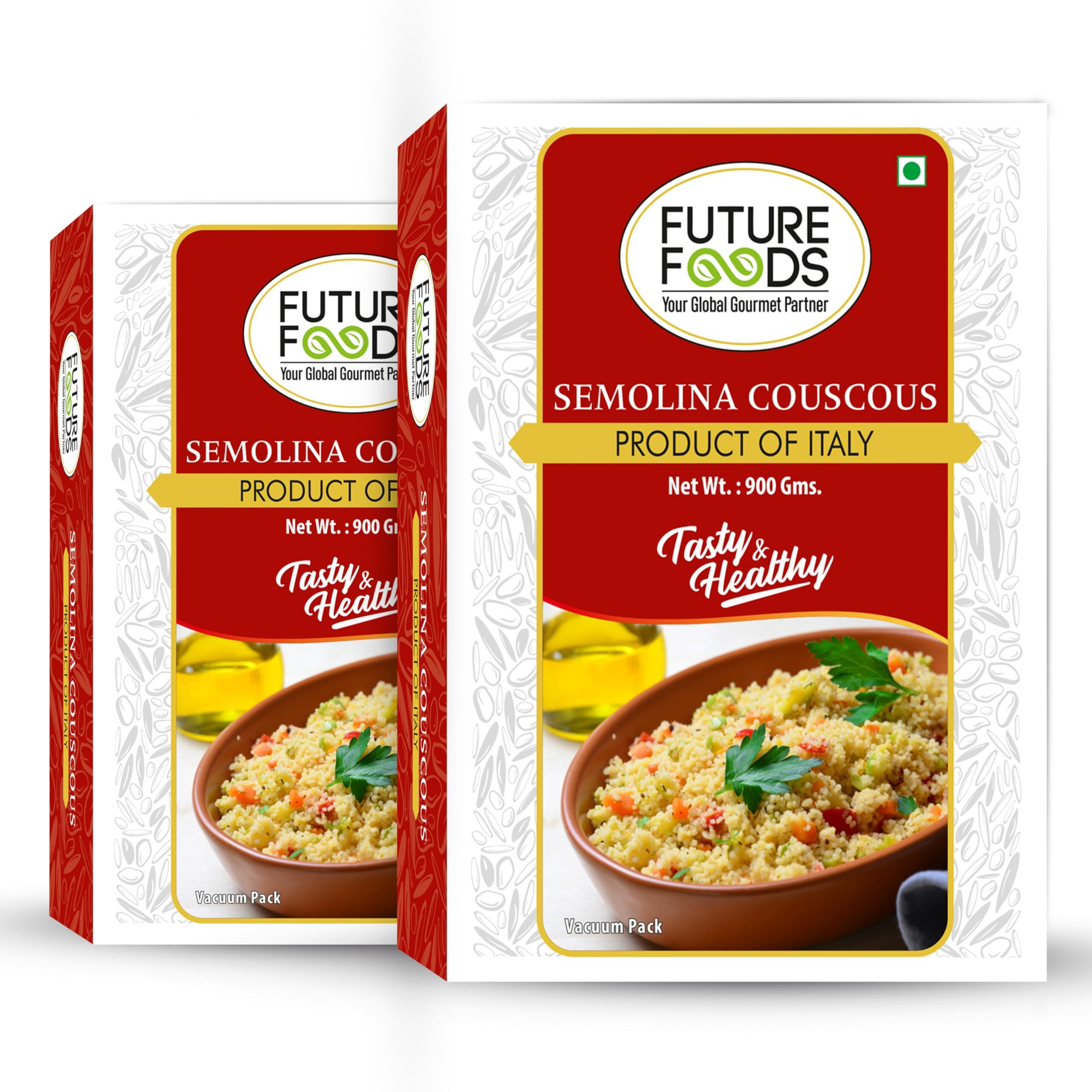 Future Foods Semolina Couscous | Mild and Neutral Taste | Light and Fluffy Texture | Good Fiber Source | with Multiple Health Benefits | Helps Lower Cholesterol | 900g (Pack of 2)