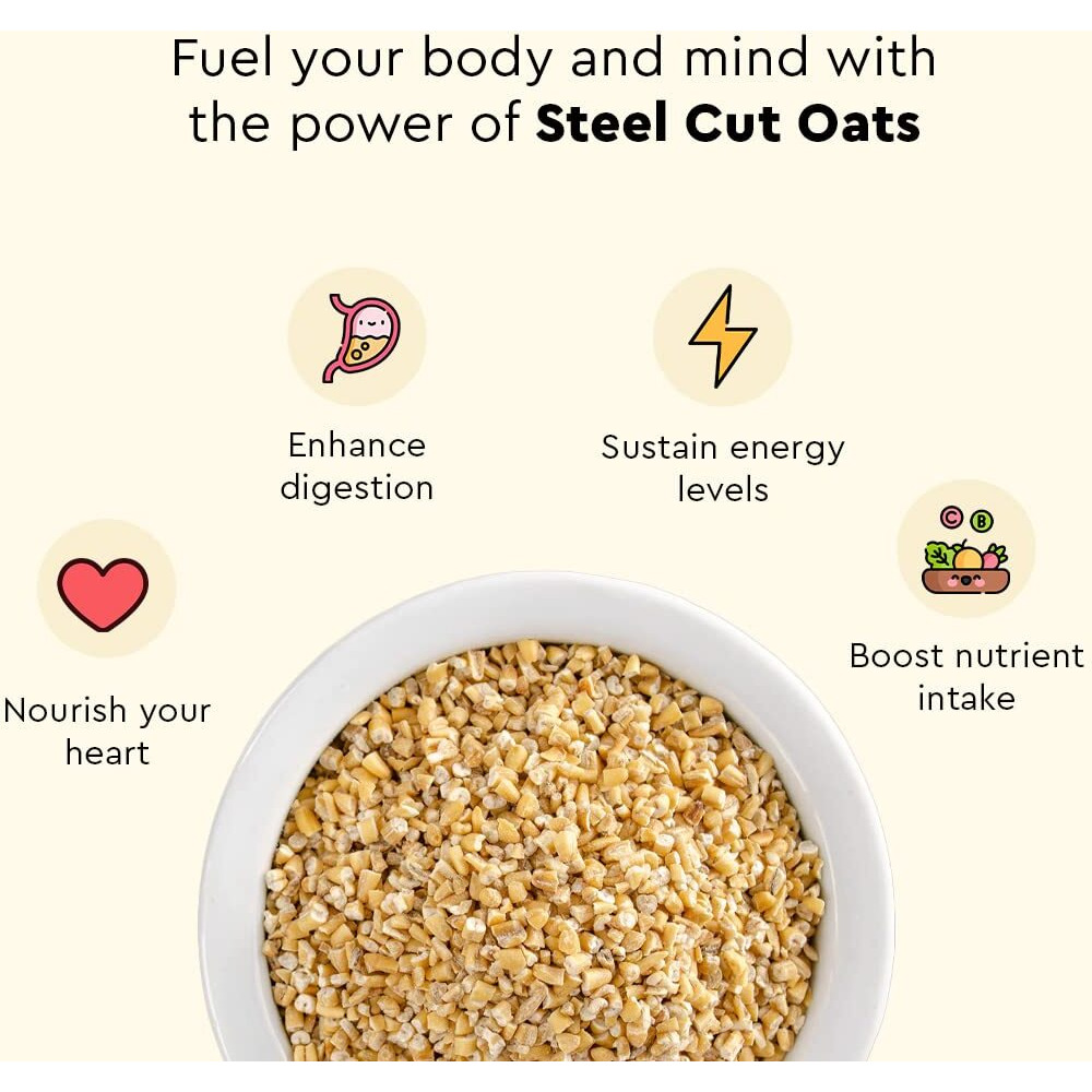 Nourish You Steel Cut Oats | Gluten Free Oats | High in Iron & Fibre | Healthy Protein Breakfast Oatmeal | Diet food for Weight Management | 1.5 KG (Pack of 3)