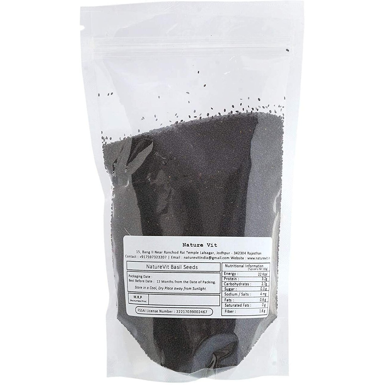 Nature Vit Naturevit Basil Seeds, 200G | Tukmaria Seeds | Sabja Seeds | (Reduces Body Heat)