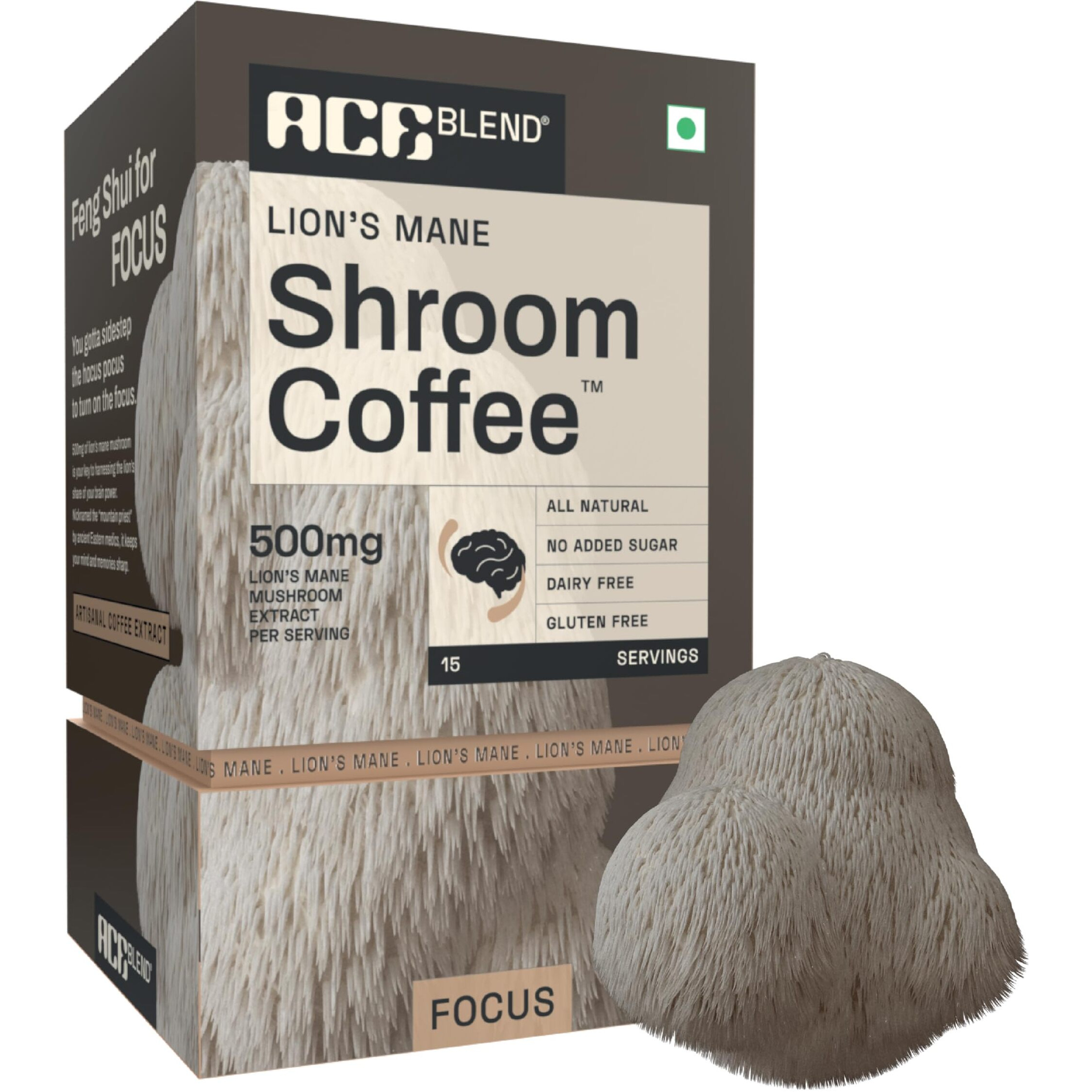 Ace Blend Lions Mane SHROOM COFFEE | 30 serves | Mushroom Coffee | KSM 66 Ashwagandha | L-Theanine | MCT | Focus | Memory | 100% Arabica | Instant Black Coffee | Keto | Cold/Hot Brew