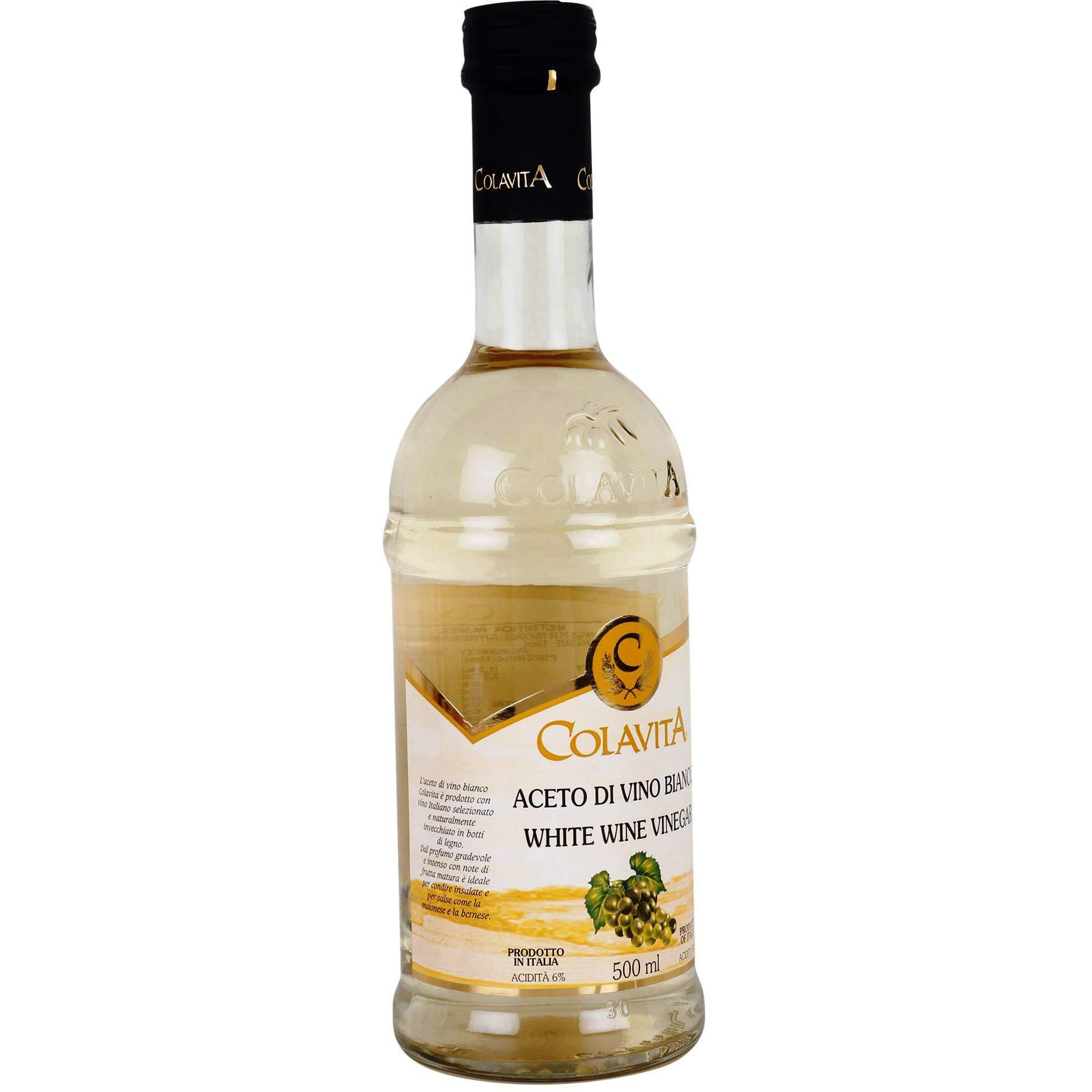 Colavita White Vinegar (500ml) | Imported from Italy | Premium white Vinegar for Cooking, Salad Dressings and Marinating Fresh or Grilled Vegetables | No Artificial Colours