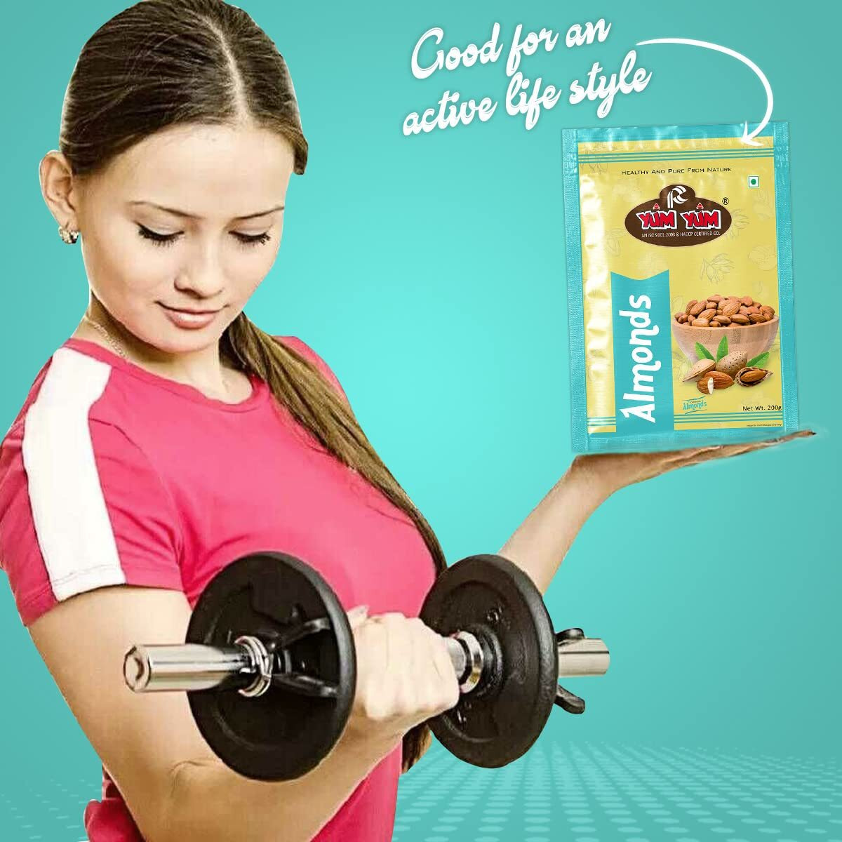Yum YUM 100% Natural Premium California Almonds 200g Dried | Premium Badam Giri | High in Fiber & Boost Immunity | Real Nuts | Gluten Free & Zero Cholesterol