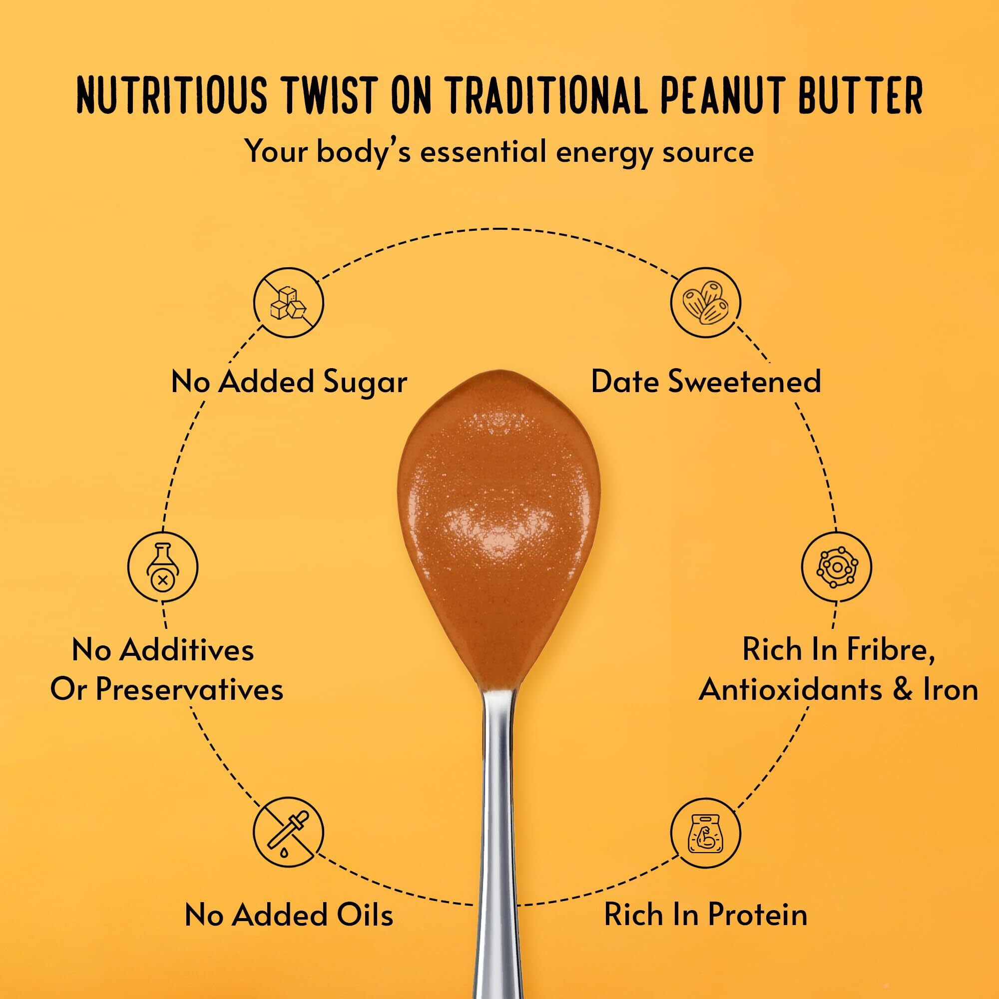 Brawny Bear Peanut Butter Chocolate Flavour, 100% Natural Sweetened with Dates, Healthy Nut Butter with No Added Sugar & Preservatives, Vegan, High in Protein Spread  500 gm