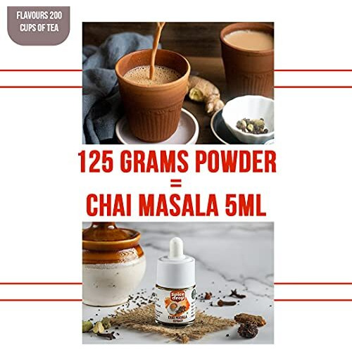 Spice Drop Chai Masala Extract | Authentic Tea Masala Drops | No preservative | 5 ml (Pack of 3 x 180 Drops)| 1 drop per cup of tea | Combo flavors 900 cups | 1 bottle of 5ml equal to 125 grams
