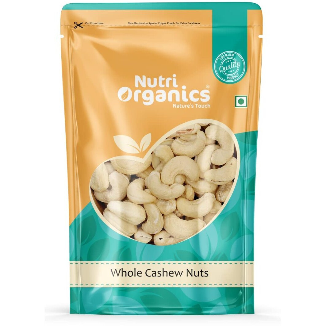 Nutri Organics Dry Fruits Natural Premium Whole Cashews 200 gm | Whole Crunchy Cashew | Premium Kaju nuts Dry Fruit | Nutritious & Delicious | Gluten Free & Plant based Protein
