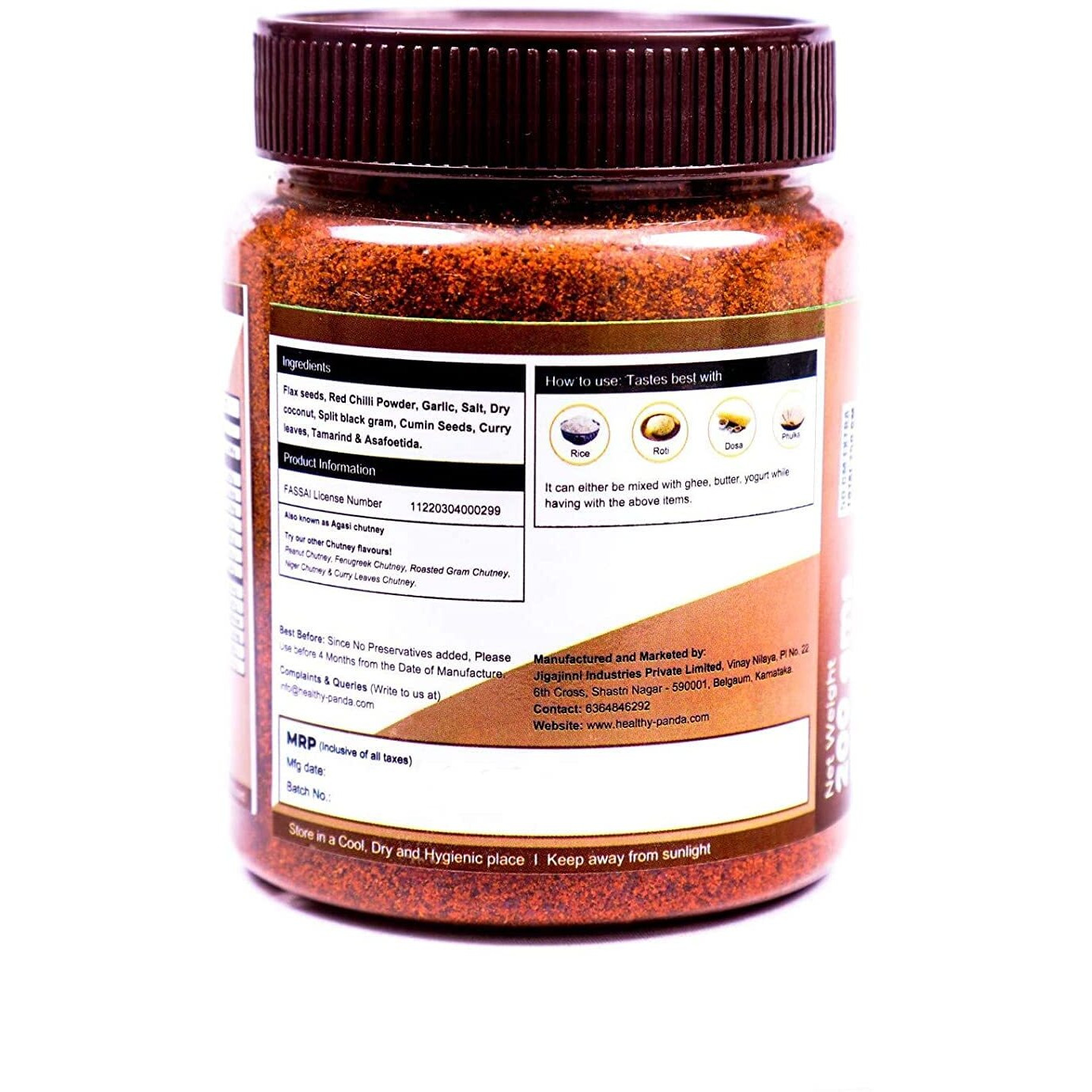 HEALTHY PANDA FLA x Seed Chutney Powder Jawas Chutney, Agasi Chatni, Alsi Chatani Powder, Aali Vithai Idli Podi (100% Natural & Healthy) - 125 Gram