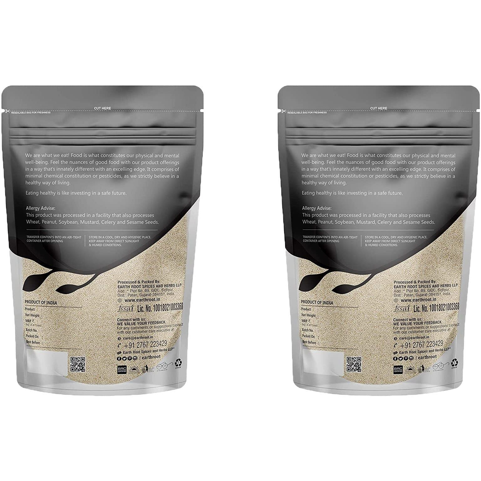 EarthRoot pack of 2 | Natural Amaranth Seed | Rajgira | Ramdana Seeds High Protein | Gluten-Free Grain for Healthy Cooking | Ancient Grain Superfood | 1 kg each