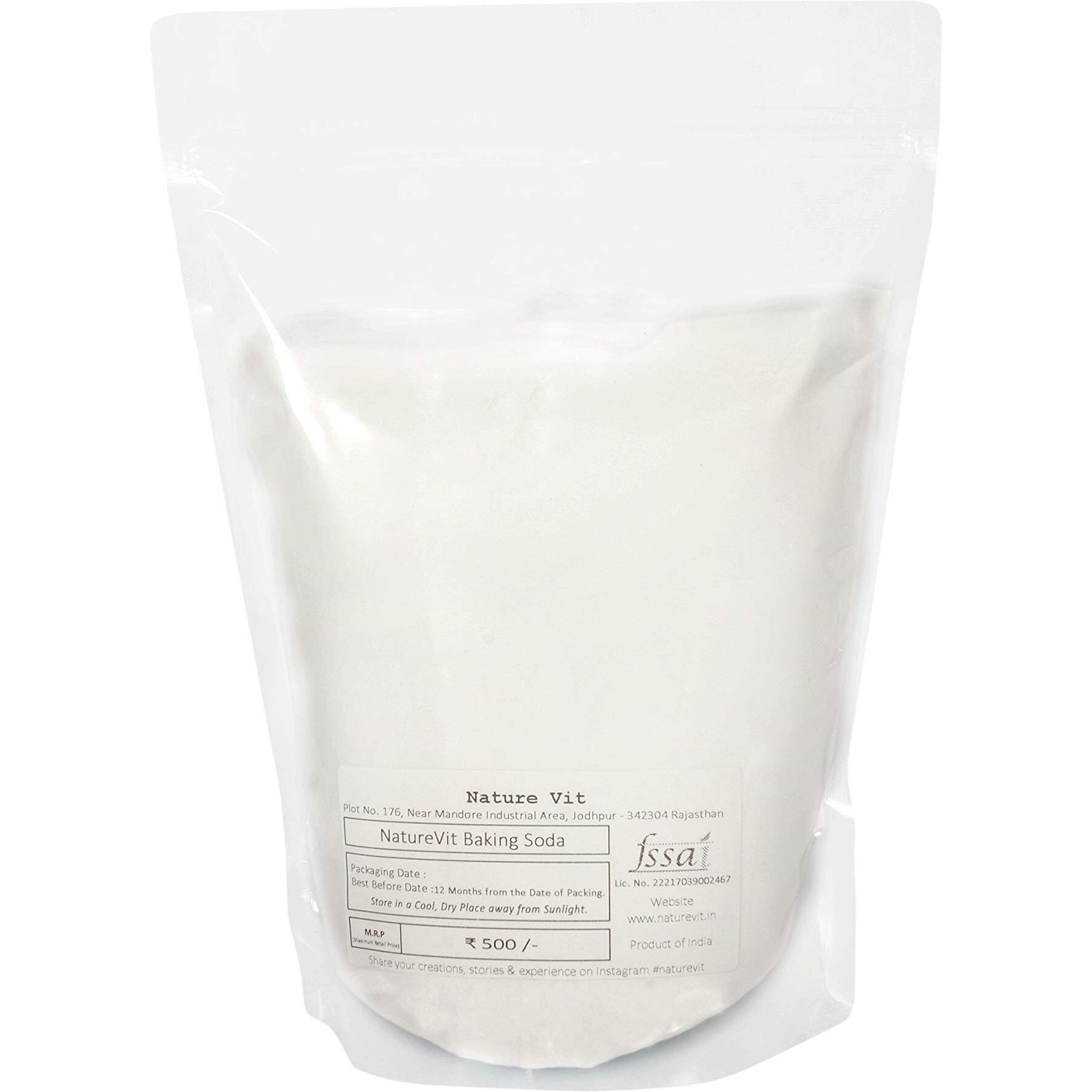NatureVit Baking Soda | Food Grade Sodium Bicarbonate | Baking Soda For Cake | Baking Soda For Cooking | Triple Refined Soda Powder | Baking Soda For Cleaning Purpose 900gm