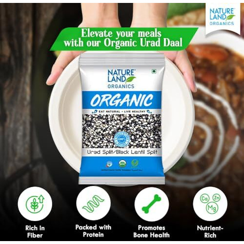 Natureland Organics Urad Chilka/Split 500 Gm (pack of 2) Total 1 KG - Organic Pulses