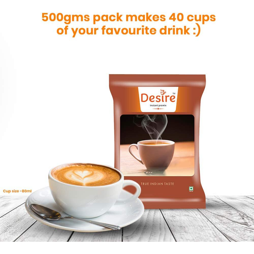 Desire Masala Tea Instant Premix, 500gms, for both Manual and Vending machines, Instant tea mix, Cardamom flavor, Refreshing taste (500 gram)