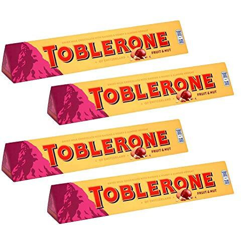 Toblerone Fruit & Nut With Raisins, Honey And Almond Chocolate Bar Pack Of 4, X 100 Gm, 400 Gm