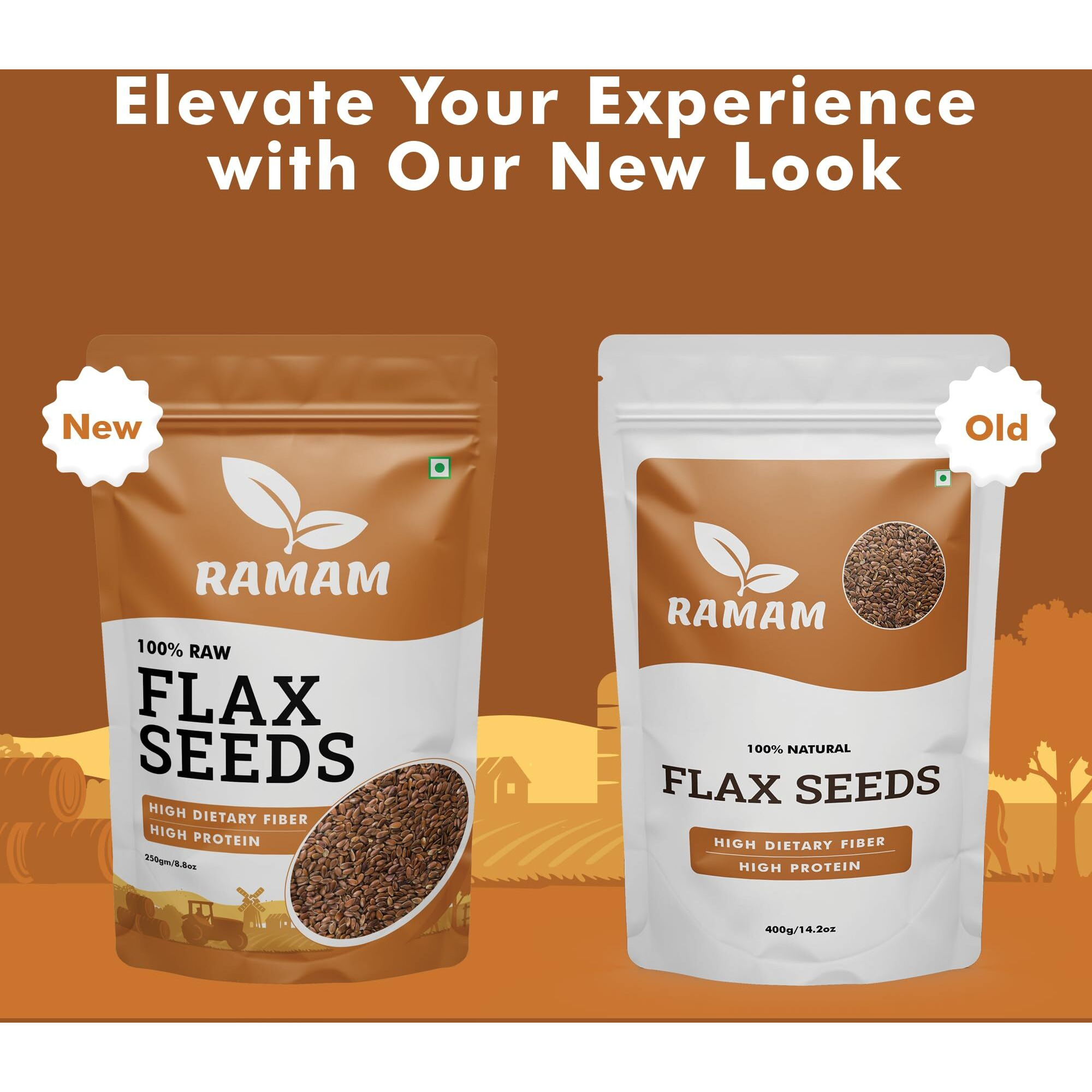 Ramam Flax Seeds | Natural Raw Flax seeds for Eating |High Dietary Fiber |Rich in Magnesium |Helps in Manage Blood sugar levels & Heart Health | Helps in Hair Growth| Alsi Seeds 400gm (Pack of 2)