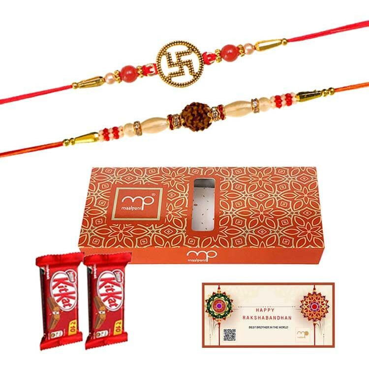 Maalpani Rakhi for Brother - Set Of 2 Rakhi With Chocolate Combo Pack | Dairy Milk Chocolate Combo With Rakhi Gift Hamper Set | Rakhi Gift For Brother 2024