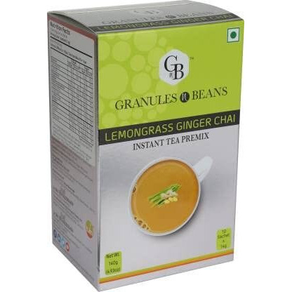 GnB GRANULES n BEANS Granules N Beans Lemongrass Ginger Chai Instant Tea Premix - (10 Sachet X 14G  140 Gram) (Pack Of 16)