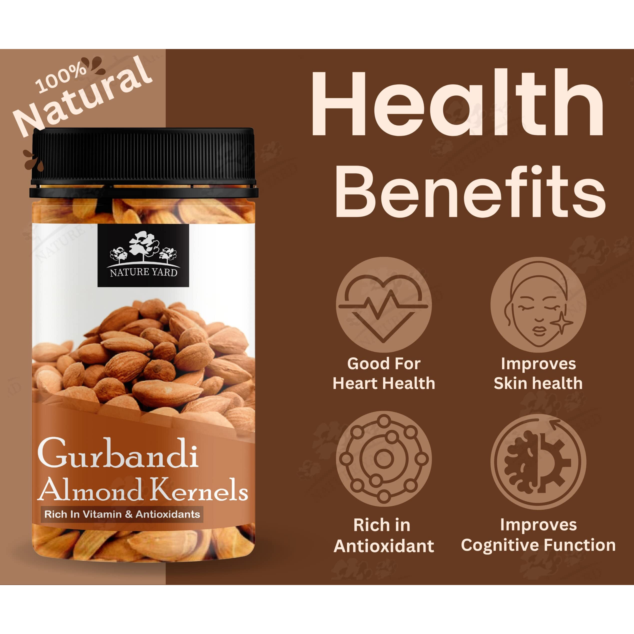 NATURE YARD Orignal Afghan Gurbandi Almond/Badam Giri Rich in Oil - 100% Pure & Natural - 250Gm