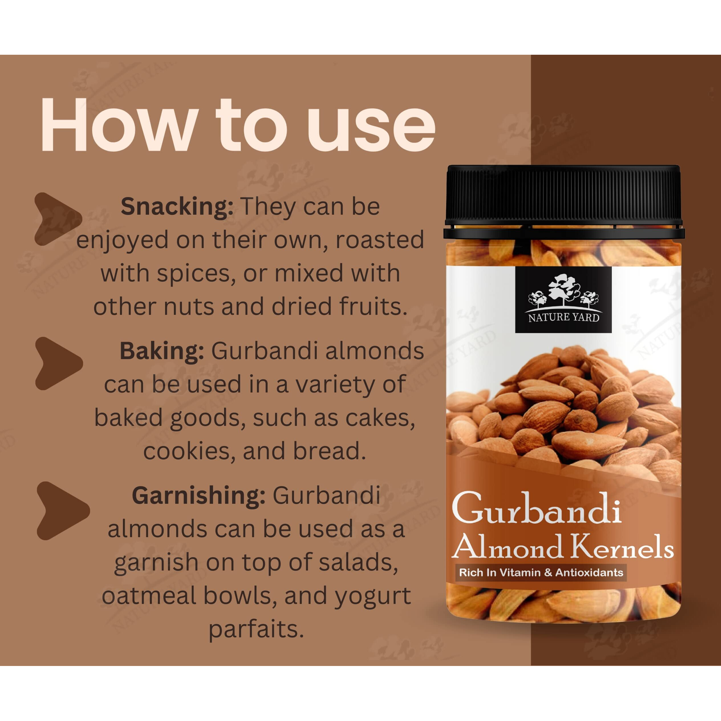 NATURE YARD Orignal Afghan Gurbandi Almond/Badam Giri Rich in Oil - 100% Pure & Natural - 250Gm