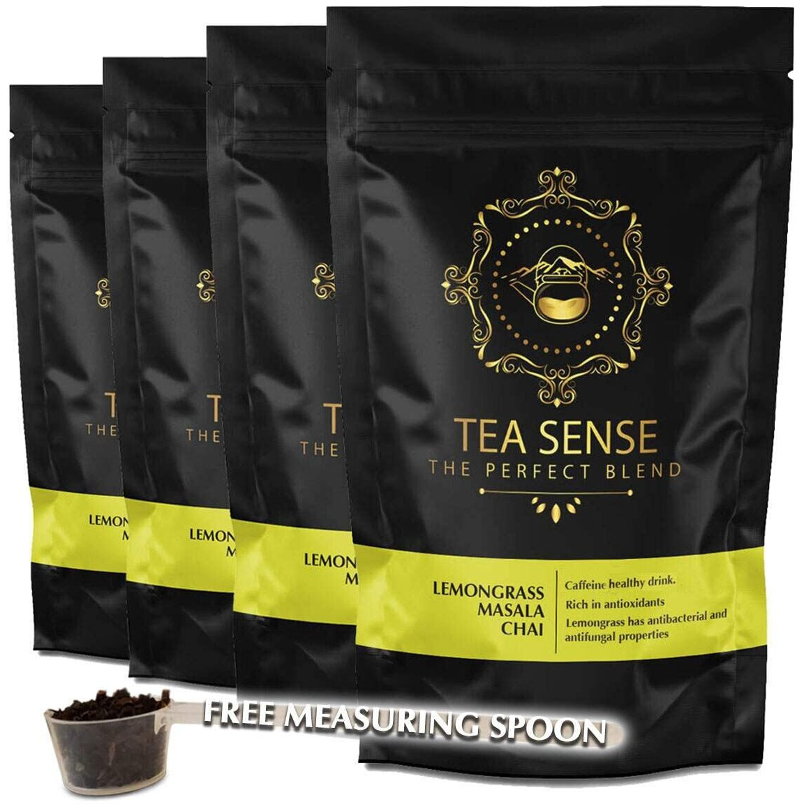 Tea Sense Lemongrass Masala Chai | 800 Gram Loose Tea | Zesty Spicy Blend | Ginger, Cardamom, Clove, Cinnamon, Nutmeg, Black Pepper | Healthy Light | 320+ Cups