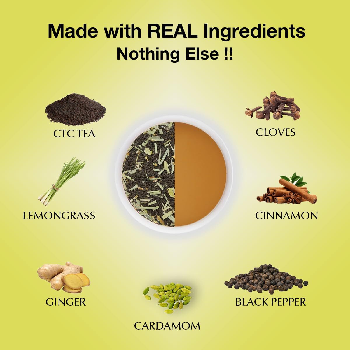 Tea Sense Lemongrass Masala Chai | 800 Gram Loose Tea | Zesty Spicy Blend | Ginger, Cardamom, Clove, Cinnamon, Nutmeg, Black Pepper | Healthy Light | 320+ Cups