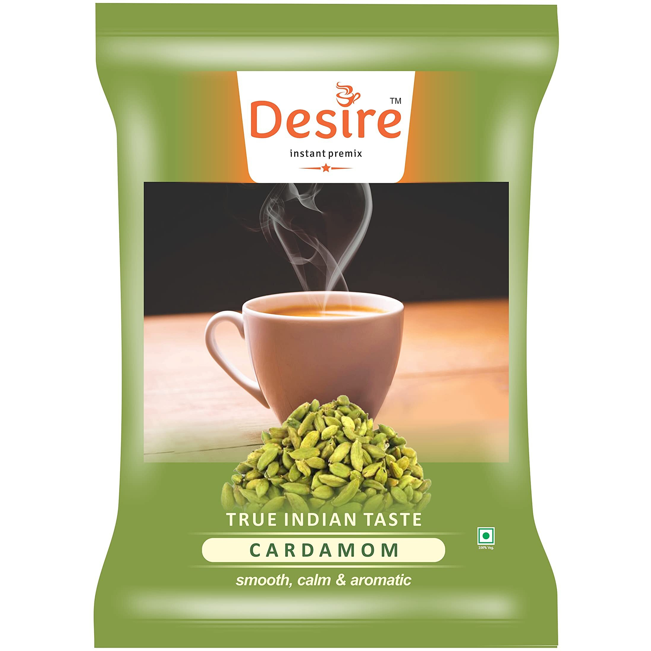 Desire Cardamom Instant Premix Tea, 500Gms, For Both Manual And Vending Machines, Instant Tea Mix, Cardamom Flavor, Refreshing - Assam, Powder