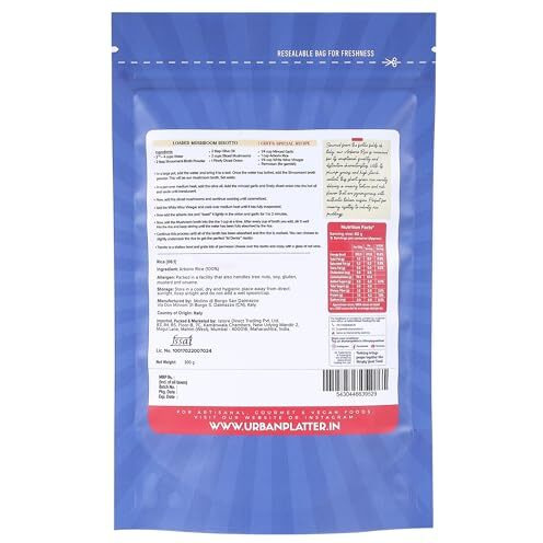 Urban Platter Classic Italian Arborio Rice, 300g (Risotto Rice | Short Grain Rice | Starchy and Chewy)