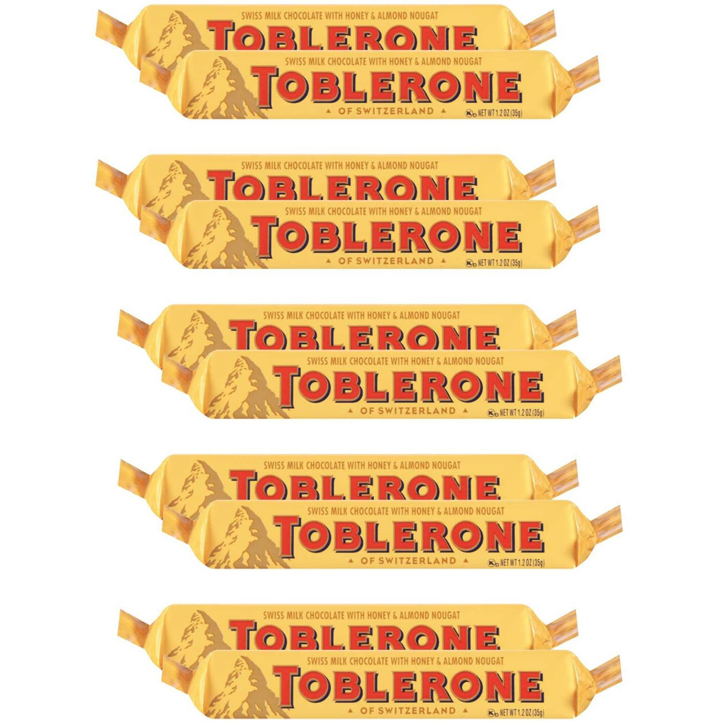 Toblerone Of Switzerland Swiss Chocolates with Honey & Almond, 10 X 35 Gram