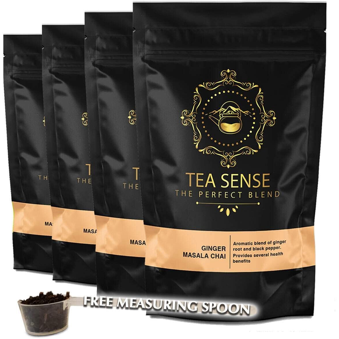 Tea Sense Ginger Masala Chai | 800 gram Loose Tea | Spicy And Healthy Blend | Ctc Tea, Dried Ginger, Black Pepper | Aromatic And Traditional | Strong Flavour | 320+ Cups