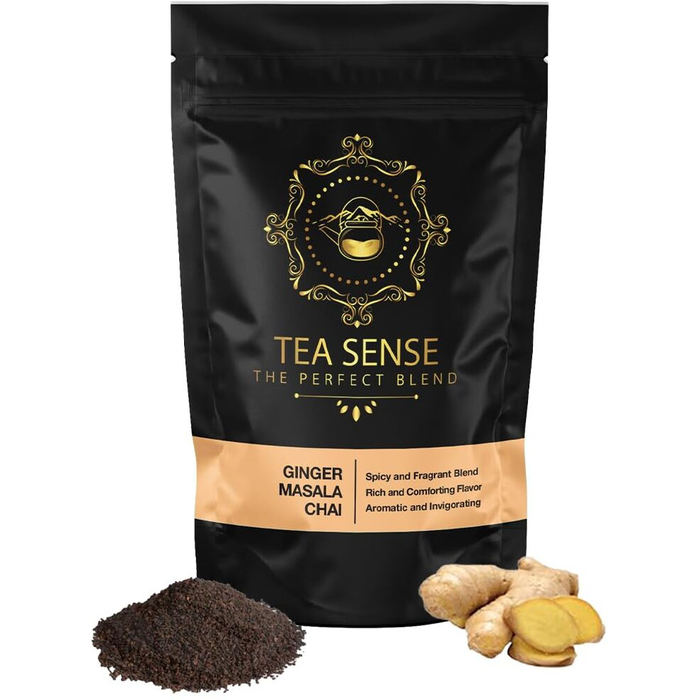 Tea Sense Ginger Masala Chai | 800 gram Loose Tea | Spicy And Healthy Blend | Ctc Tea, Dried Ginger, Black Pepper | Aromatic And Traditional | Strong Flavour | 320+ Cups