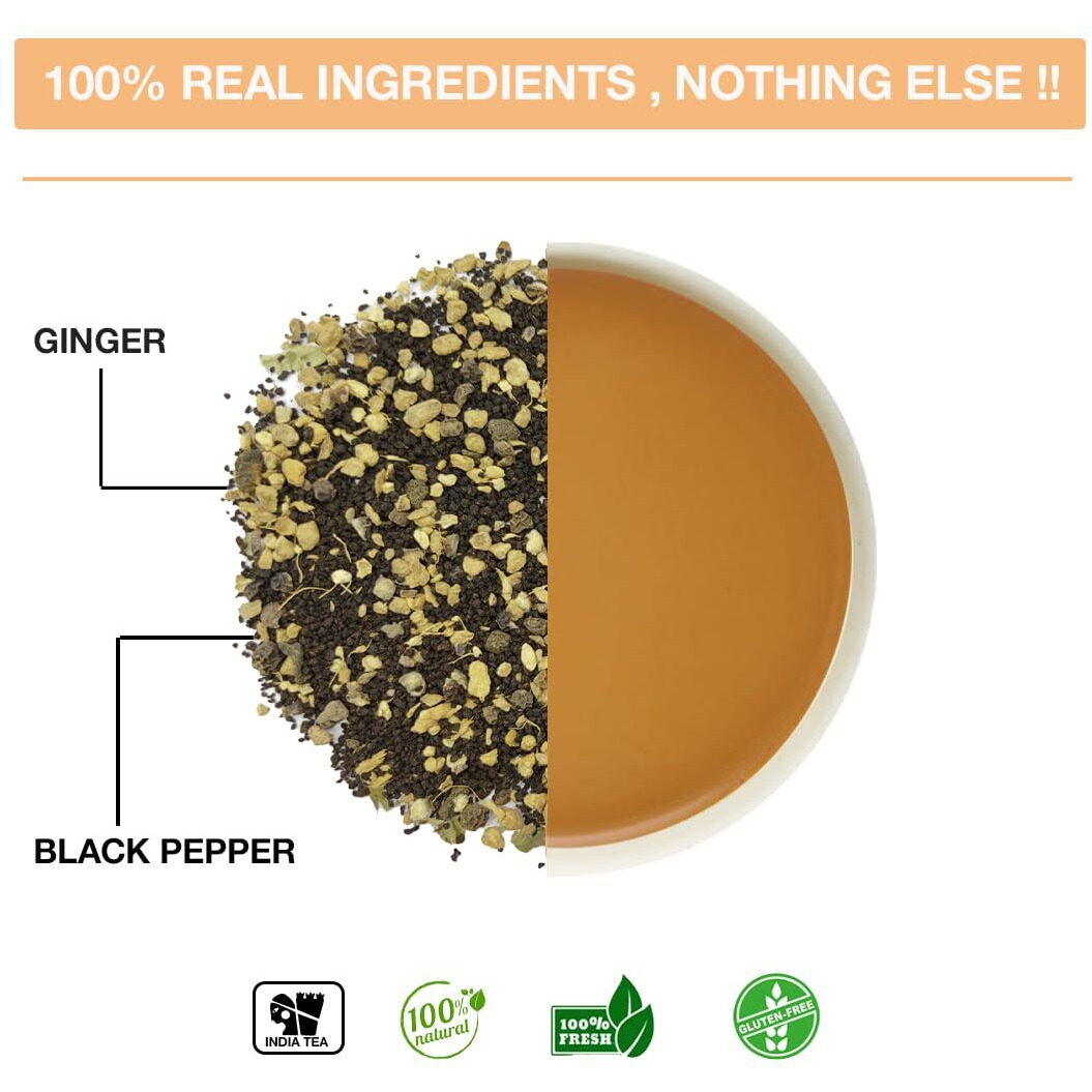 Tea Sense Ginger Masala Chai | 800 gram Loose Tea | Spicy And Healthy Blend | Ctc Tea, Dried Ginger, Black Pepper | Aromatic And Traditional | Strong Flavour | 320+ Cups