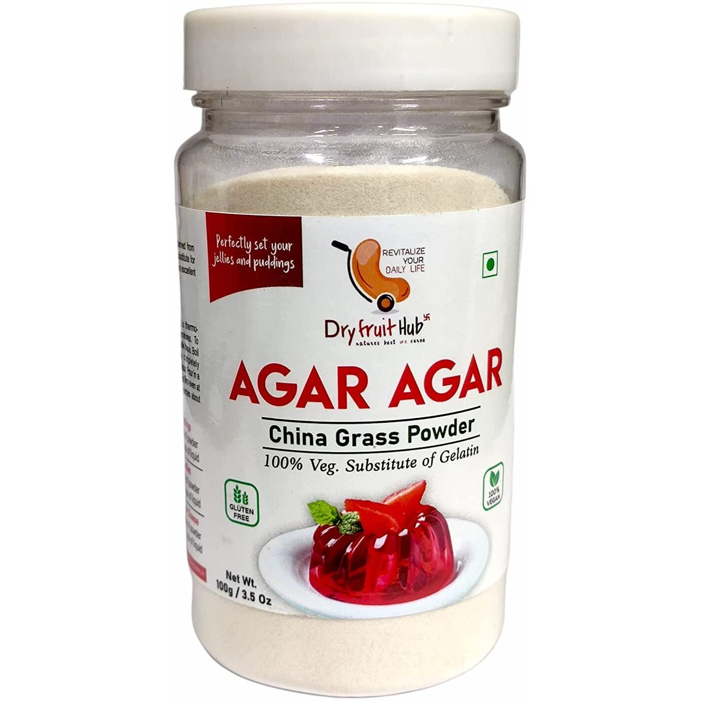 Dry Fruit Hub Agar Agar Powder 100g,Jello Powder Agaru Powder For Jelly,Agar Agar China Grass Powder Vegetarian, Gelatin Alternative, Perfect for Making Jelly