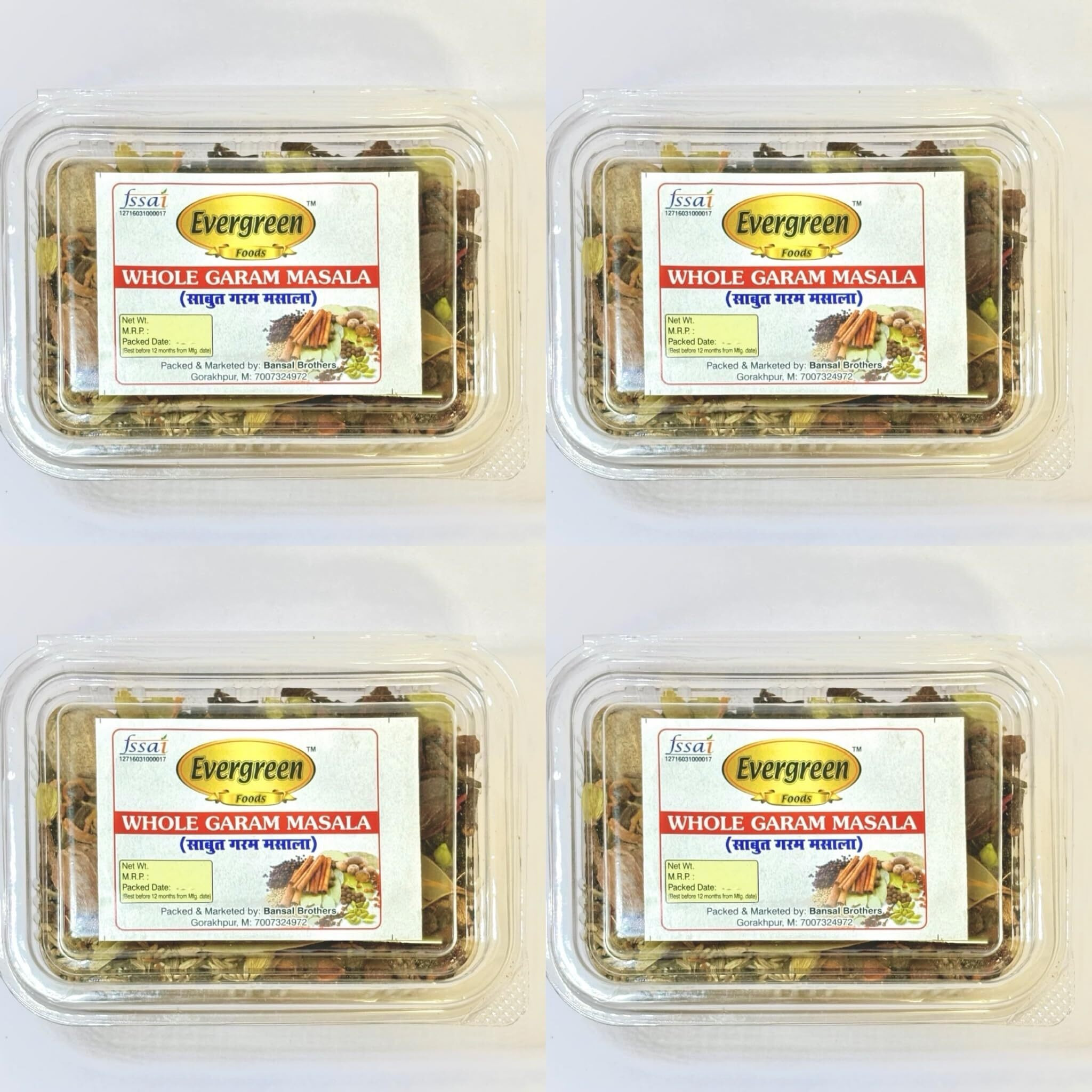 Evergreen Foods Garam Masala | Whole Garam Masala | Sabut Spices, 100 Gm (Pack of 4)