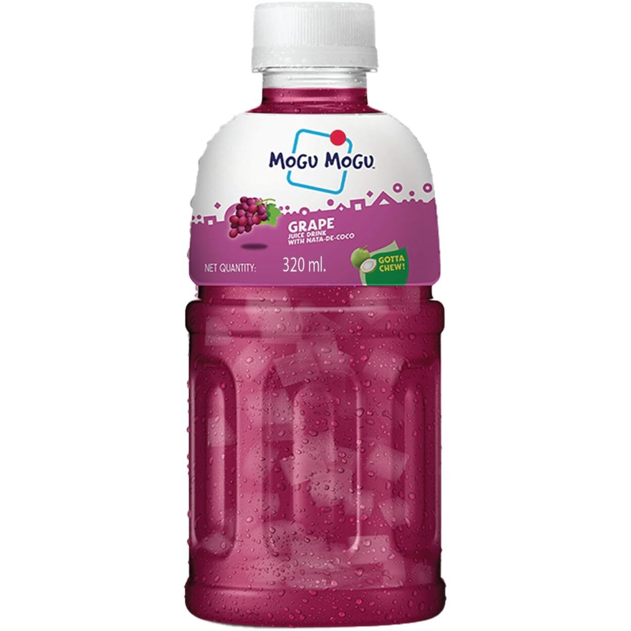 Mogu Mogu Grape Juice with 25% NATA De Coco | Energy Booster Drink | Full of Fruit Fibres | No Added Preservatives and Colours -320ml (Pack of 6)