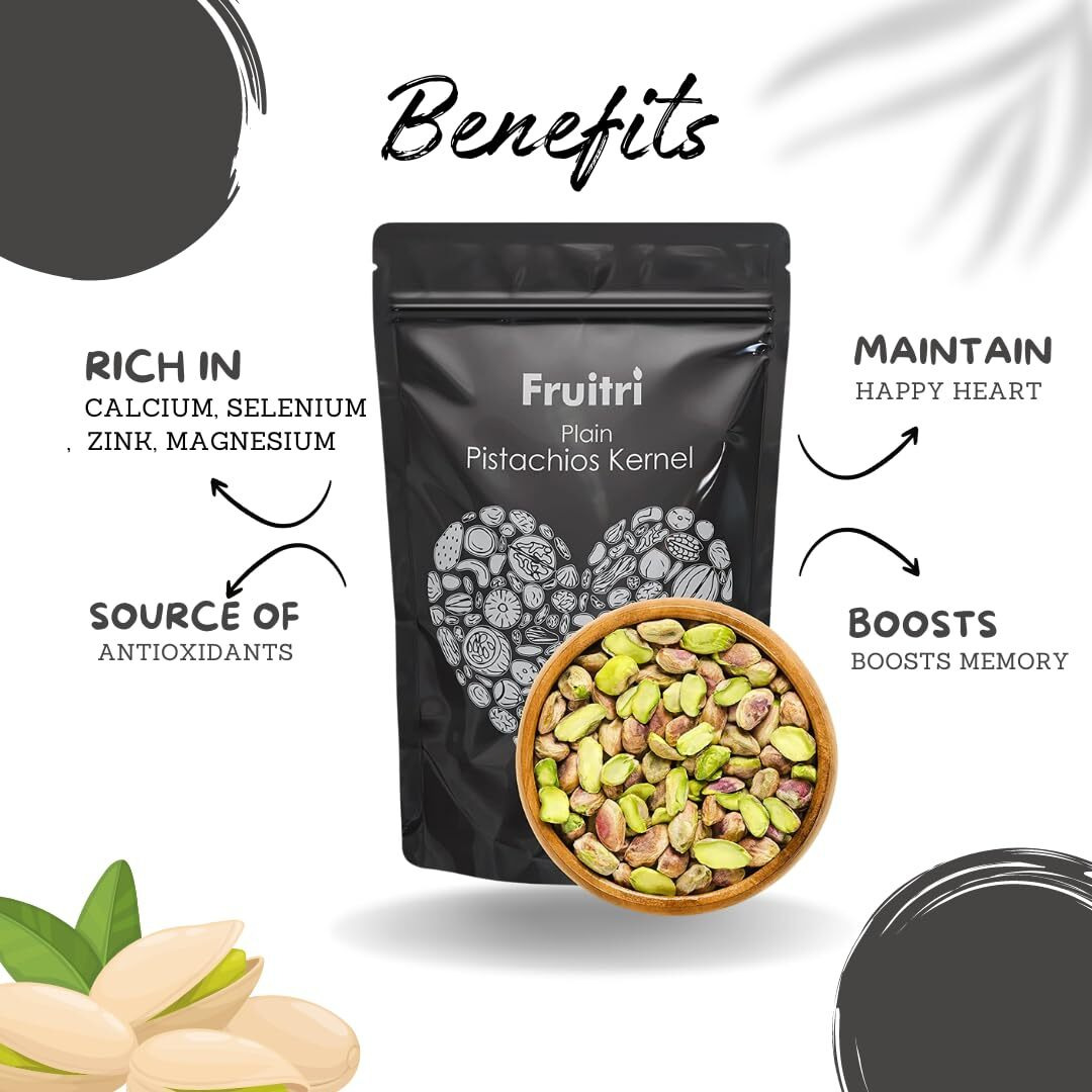 Fruitri California Pistachio Kernels - 50g, Crunchy Premium Nuts for Snacking and Baking, Unsalted Pista Without Shell, Fresh Pista Kernels