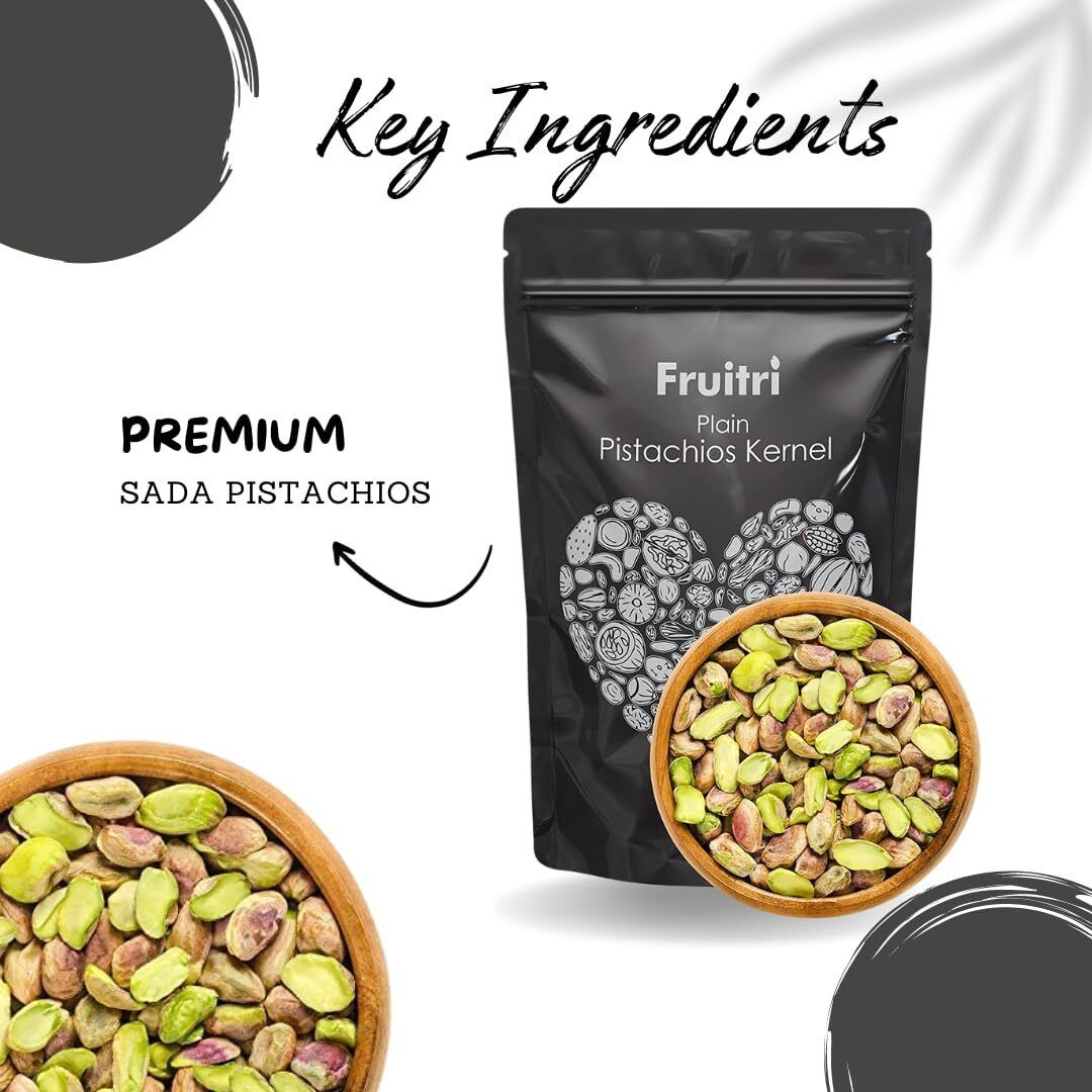 Fruitri California Pistachio Kernels - 50g, Crunchy Premium Nuts for Snacking and Baking, Unsalted Pista Without Shell, Fresh Pista Kernels