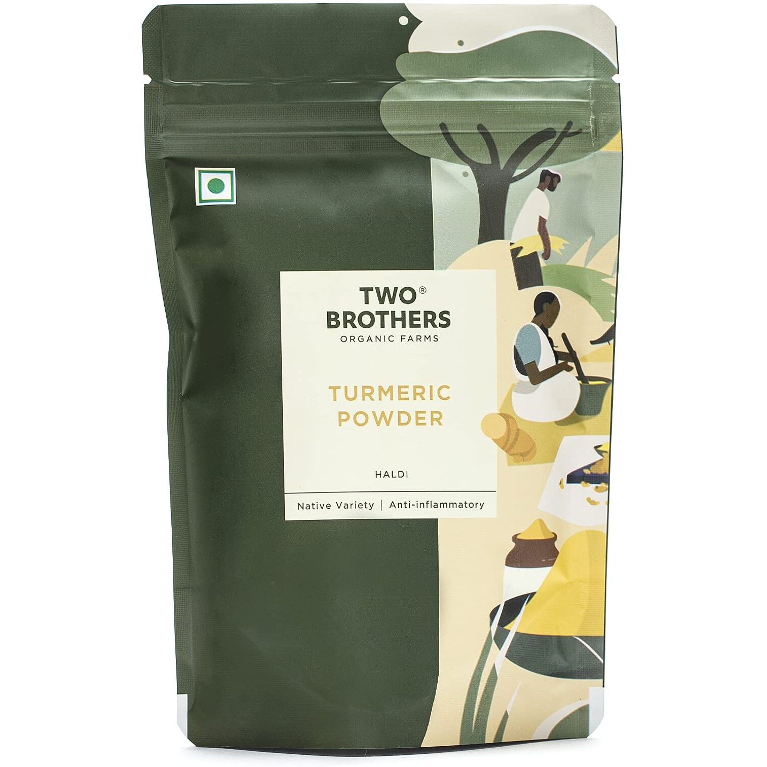 Two Brothers Organic Farms Organic Turmeric, Haldi Stone Grinded (100gms)