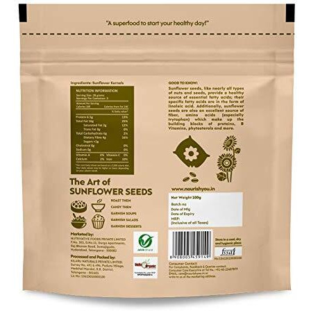 Nourish You Organic Sunflower Seeds Sunflower Seeds (100G) Each - Raw Sunflower Seeds for Eating | Diet Food | Healthy Snack | Rich in Protein & Fiber (Pack of 2)