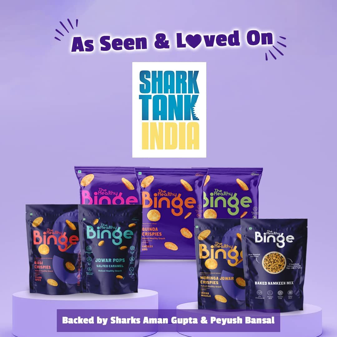 The Healthy Binge Ragi Crispies Baked Chips Snacks | Healthy snacks for kids and adults | Chatpata Chaat Flavour |Protein | Gluten Free -Free | 0% Cholesterol | Pack of 9 (40 Gm X 9)