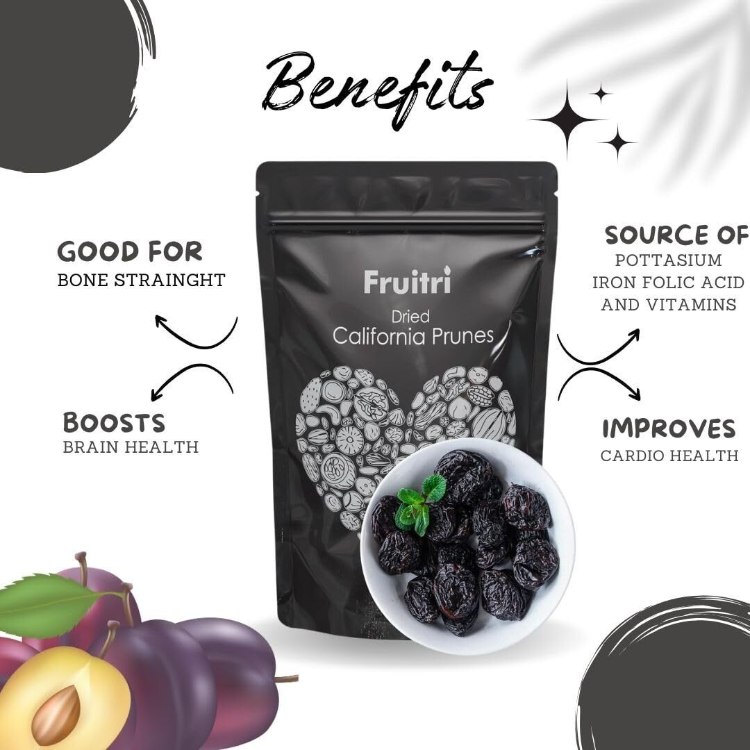Fruitri Premium California Pitted Prunes 250 Gm, Dried Plum, Aloo Bukhara Dry Fruit, Seedless Plums Dry Fruit