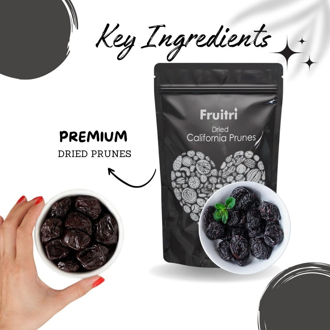 Fruitri Premium California Pitted Prunes 250 Gm, Dried Plum, Aloo Bukhara Dry Fruit, Seedless Plums Dry Fruit