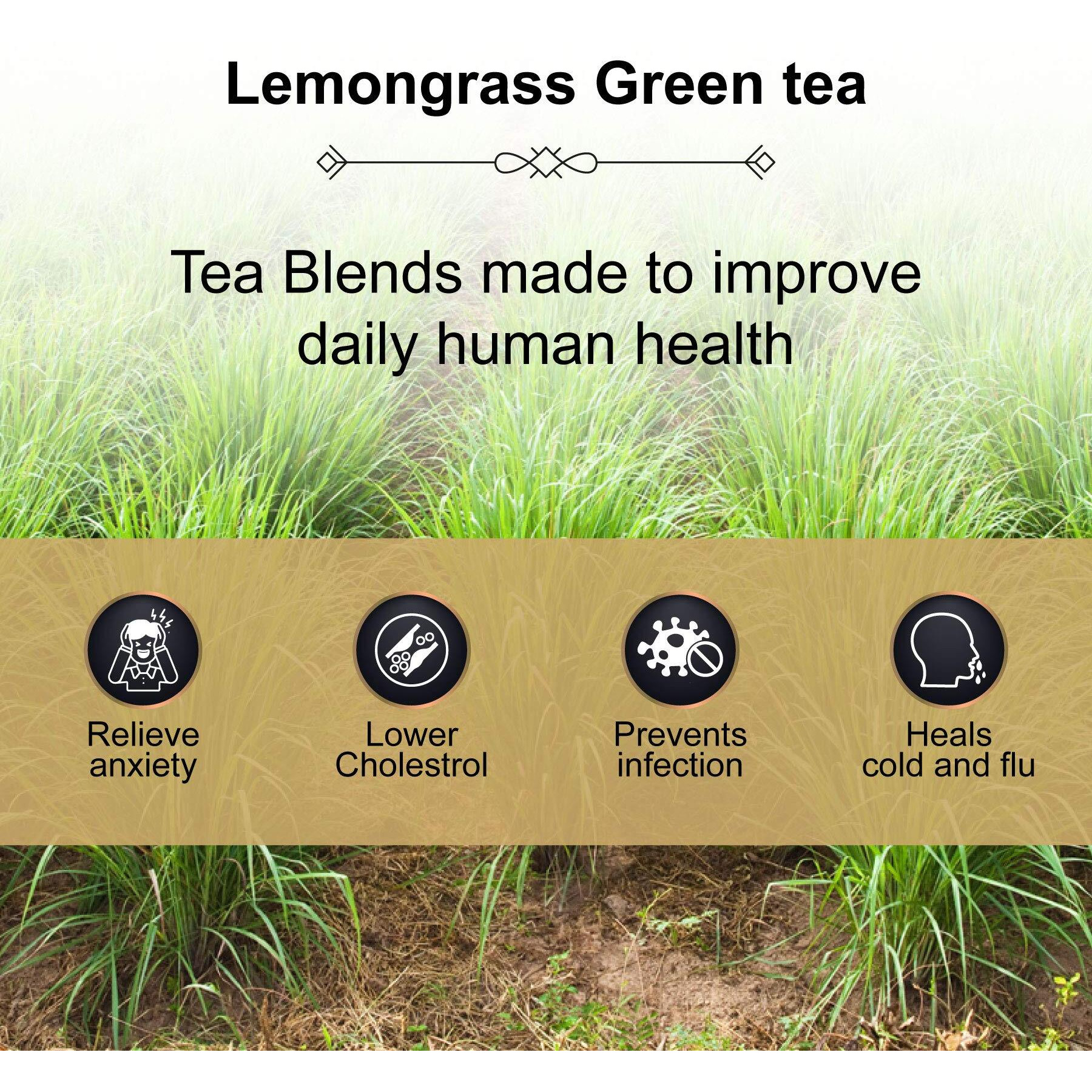 The Tea Heaven | Tea Gift - Lemongrass Green Tea-Helps in Digestion- 100% Natural Ingredients- 50 Grams (25 Cups)