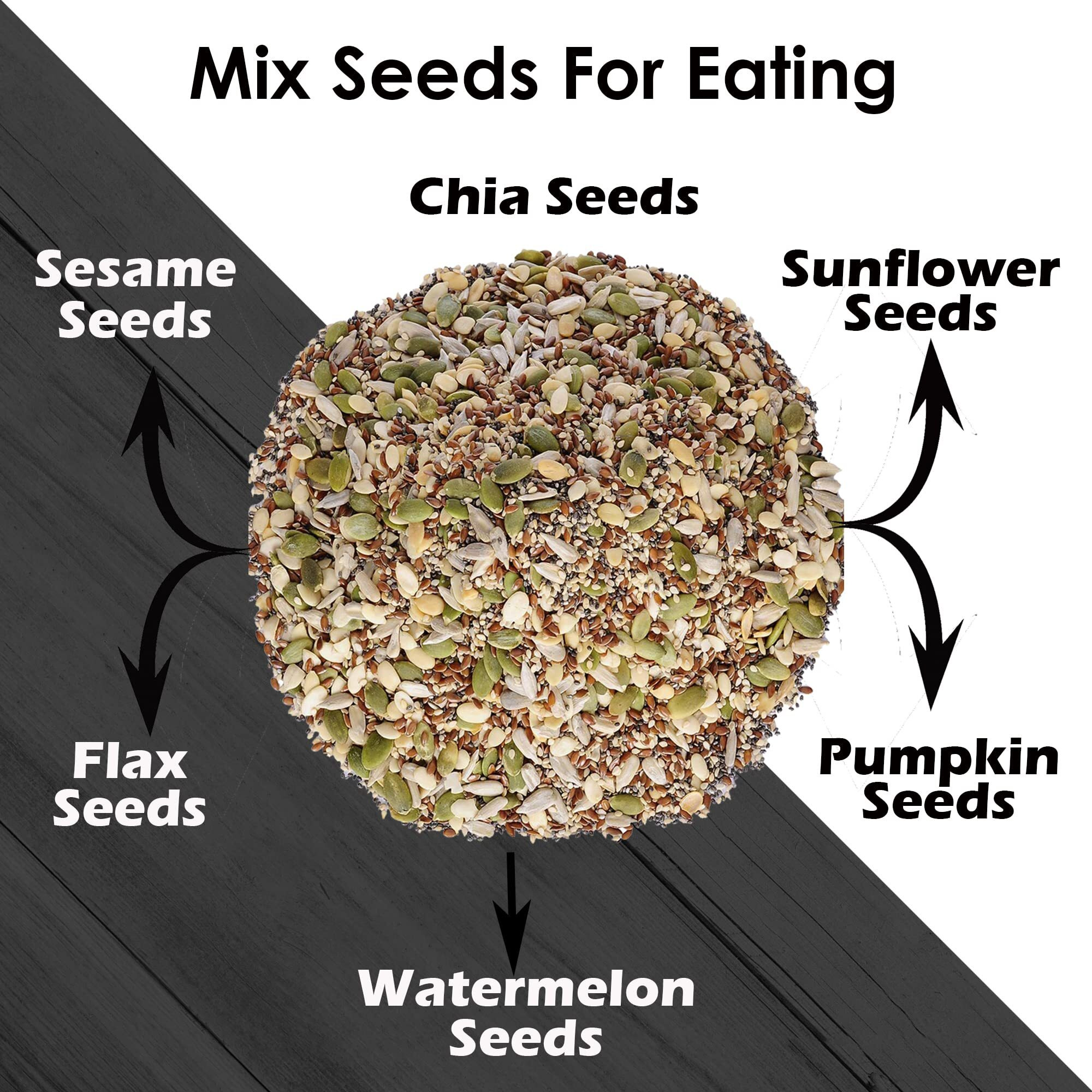 Fruitri Roasted Mix Seeds for Eating - 800g, Healthy Snacks with Flax Seeds, Chia Seeds, Sunflower Seeds, Watermelon Seeds, Pumpkin Seeds, and Sesame Seeds - roasted seeds mix for eating, diet snacks